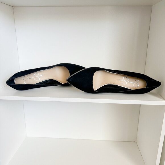 JESSICA SIMPSON Analista Platform Pump, Black Faux Suede with Silver Platform - Picture 4 of 15